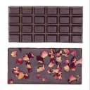 Tablette chocolat noir et pétales de rose