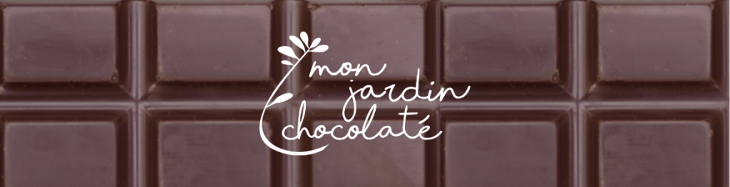 tablette de chocolat avec le logo mon jardin chocolaté au centre